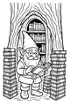 Free Gnome Coloring Page - Librarian in Tree Library (Printable PDF)
