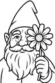 Free Gnome Coloring Page - Bearded Garden Gnome With Daisy (Printable PDF)