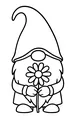 Free Gnome Coloring Page - Garden Gnome With Daisy Flower (Printable PDF)