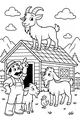 Free Goat Coloring Page - Billy Goat on Barn Roof Scene (Printable PDF)