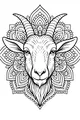 Free Goat Coloring Page - Majestic Mandala Goat Head (Printable PDF)