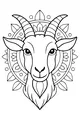 Free Goat Coloring Page - Gentle Goat in Leafy Mandala (Printable PDF)