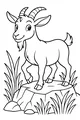Free Goat Coloring Page - Cartoon Mountain Goat on a Rock (Printable PDF)