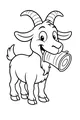 Free Goat Coloring Page - Funny Cartoon Goat With Tin Can (Printable PDF)
