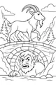 Free Goat Coloring Page - Brave Goat on Rocky Bridge With Troll (Printable PDF)