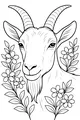 Free Goat Coloring Page - Sunny Meadow With Flowers (Printable PDF)