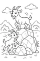 Free Goat Coloring Page - Two Goats on Rocky Hilltop (Printable PDF)