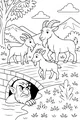 Free Goat Coloring Page - Three Brave Goats and Troll at Bridge (Printable PDF)
