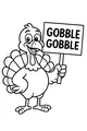 Free Thanksgiving Turkey Coloring Page - Gobble Gobble Sign (Printable PDF)