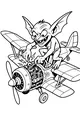 Free Goblin Coloring Page - Mischievous Goblin Tinkering With Biplane Engine (Printable PDF)