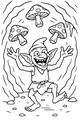 Free Goblin Coloring Page - Happy Cave Dance With Mushrooms (Printable PDF)