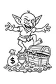 Free Goblin Coloring Page - Dancing On a Glittering Treasure Hoard (Printable PDF)