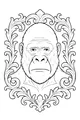 Free Gorilla Coloring Page - Regal Jungle Portrait in Leafy Frame (Printable PDF)