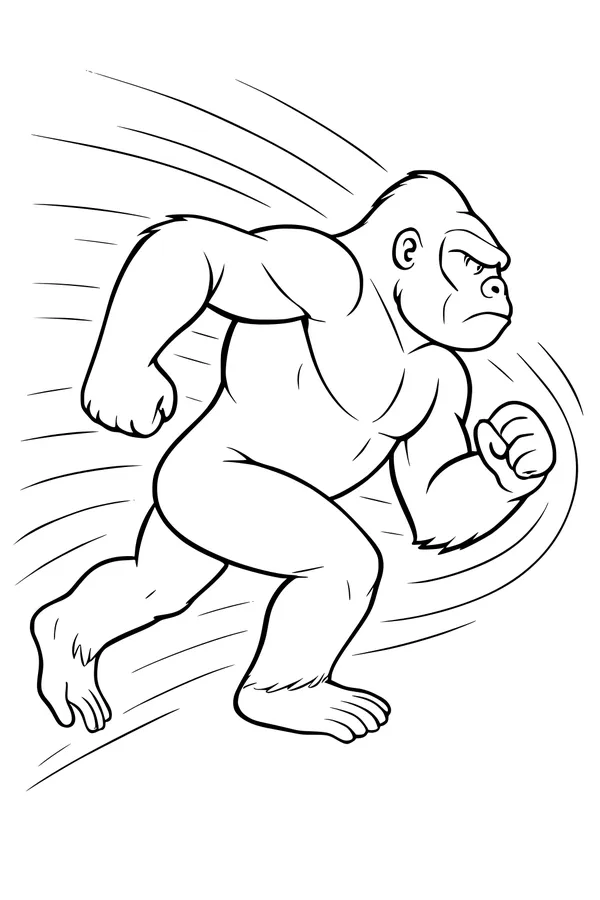 Free Gorilla Coloring Page - Jungle Sprinting Ape (Printable PDF)