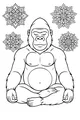 Free Gorilla Coloring Page - Peaceful Zen Mandala Scene (Printable PDF)