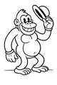 Free Gorilla Coloring Page - Smiling Cartoon Ape Tipping His Hat (Printable PDF)