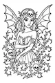 Free Fairy Coloring Page - Gothic Midnight Fairy in Thorny Vines (Printable PDF)