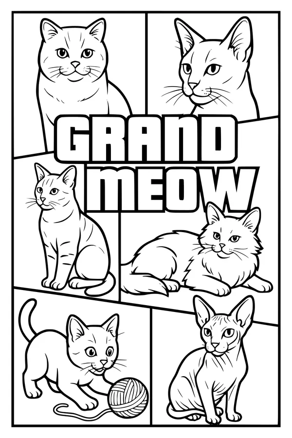 Free Cat Coloring Page - Grand Meow Parade With Playful Kittens (Printable PDF)