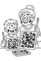 Free Grandma And Grandson Coloring Page - Fun Paint Day Together (Printable PDF)