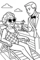 Free Grandma Retirement Coloring Page - Relaxing Cruise Deck Lounge (Printable PDF)