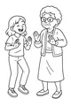 Free Grandma Coloring Page - Dancing With Granddaughter (Printable PDF)