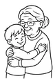 Free Grandma And Grandson Coloring Page - Big Warm Hug (Printable PDF)