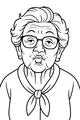Free Grandma Coloring Page - Elderly Portrait Blowing a Kiss (Printable PDF)