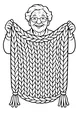 Free Grandma Coloring Page - Elderly Woman With Chunky Knitted Blanket (Printable PDF)
