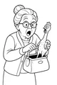 Free Grandma Coloring Page - Funny Purse Surprise (Printable PDF)