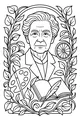 Free Grandmother Retirement Coloring Page - Leafy Portrait With Art and Books (Printable PDF)