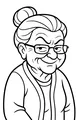Free Grandma Coloring Page - Smiling Elderly Portrait With Glasses (Printable PDF)