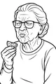 Free Grandma Coloring Page - Funny Sour Lemon Pucker Portrait (Printable PDF)