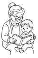 Free Grandma And Grandson Coloring Page - Cozy Storytime Reading (Printable PDF)