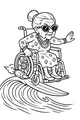 Free Grandma Coloring Page - Elderly Surfer in Rocket Wheelchair (Printable PDF)