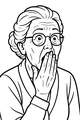 Free Grandma Coloring Page - Surprised Elderly Portrait (Printable PDF)
