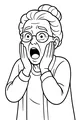 Free Grandma Coloring Page - Surprised Cartoon Portrait (Printable PDF)