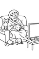 Free Grandma Coloring Page - Cozy TV Time With Pets (Printable PDF)