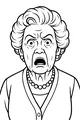 Free Grandma Coloring Page - Surprised Elderly Grandmother Portrait (Printable PDF)