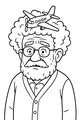 Free Grandpa Coloring Page - Elderly Man With Airplane and Clouds (Printable PDF)