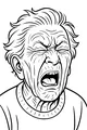Free Grandpa Coloring Page - Elderly Man Yawning Portrait (Printable PDF)
