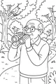 Free Grandpa Coloring Page - Elderly Birdwatcher in the Park (Printable PDF)