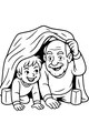 Free Grandpa And Grandson Coloring Page - Cozy Blanket Fort Playtime (Printable PDF)