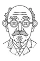 Free Grandpa Coloring Page - Whimsical Portrait With Button Glasses and Keys (Printable PDF)