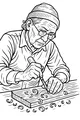 Free Grandfather Coloring Page - Elderly Woodcarver in Workshop (Printable PDF)