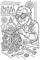 Free Grandpa Inventor Coloring Page - Steampunk Workshop Machine Repair (Printable PDF)