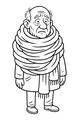 Free Grandpa Coloring Page - Elderly Man With Giant Winter Scarf (Printable PDF)