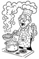 Free Grandpa Chef Coloring Page - Silly Boiling Kitchen Scene (Printable PDF)