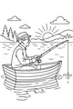 Free Grandpa Retirement Coloring Page - Peaceful Lake Fishing at Sunrise (Printable PDF)