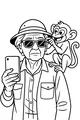 Free Grandpa Coloring Page - Jungle Selfie With Cheeky Monkey (Printable PDF)