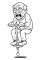 Free Grandpa Coloring Page - Funny Elderly Man on Pogo Stick (Printable PDF)